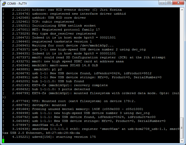 Kernel messages on serial interface