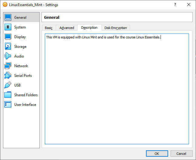 Adding a Description to the VM